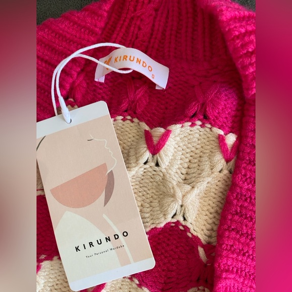 KIRUNDO Cardigan Chunky Lantern Sleeve Open Front NWT SM - Picture 4 of 11